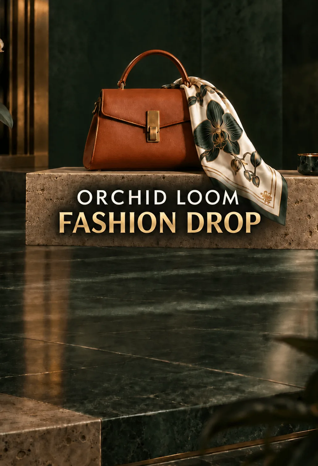 An editorial fashion membership with natural materials and restrained luxury. Apple poster crop.